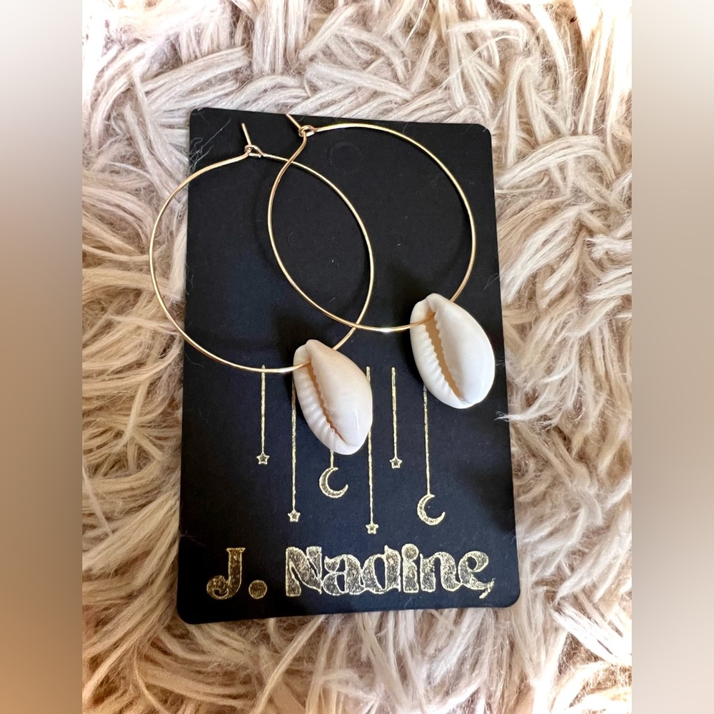 2 for $12 Gold Hoop Earrings with Shell